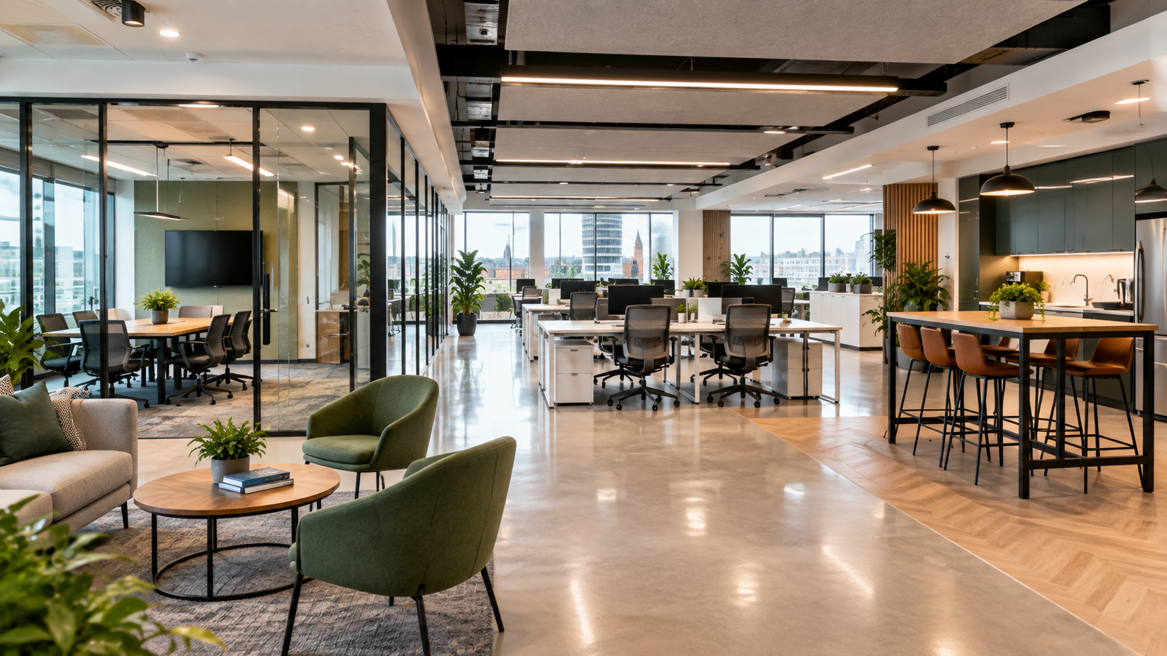 Modern open-plan office fit-out in Birmingham city centre